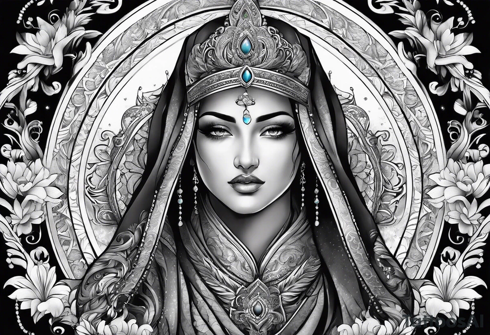 religious arm sleeve tattoo idea
