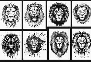 Lion, trash polka tattoo idea