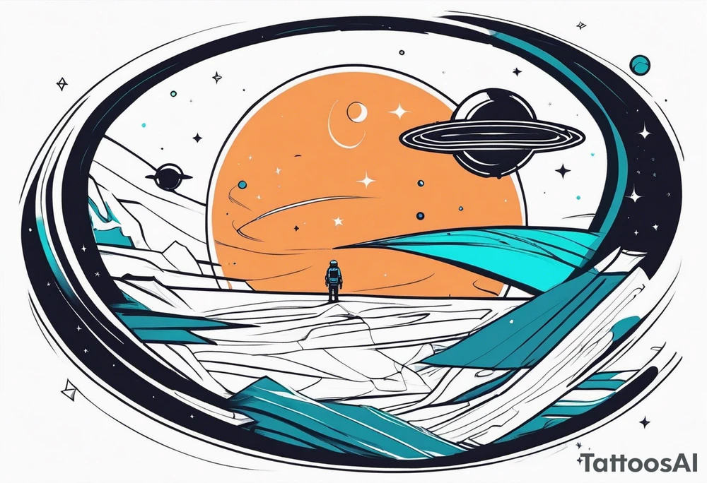 Futuristic Space wanderer tattoo idea