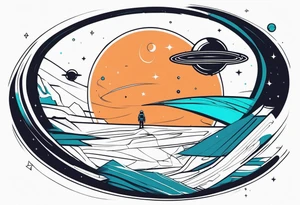 Futuristic Space wanderer tattoo idea