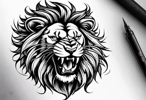 Lion head angry open the mouth more angry tattoo idea