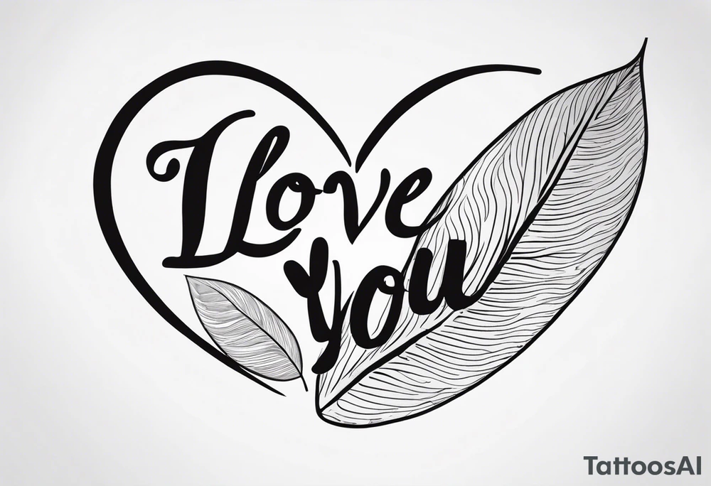 the words "I love you" written on a leaf tattoo idea
