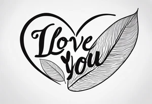 the words "I love you" written on a leaf tattoo idea
