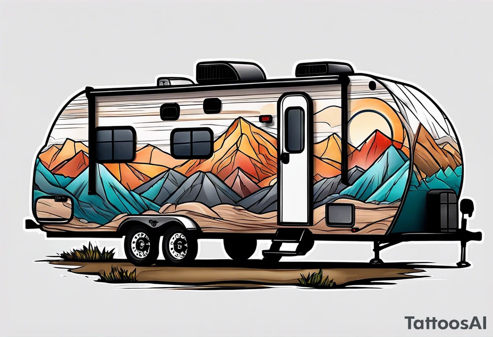 Mountains travel trailer family tattoo idea