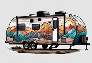 Mountains travel trailer family tattoo idea