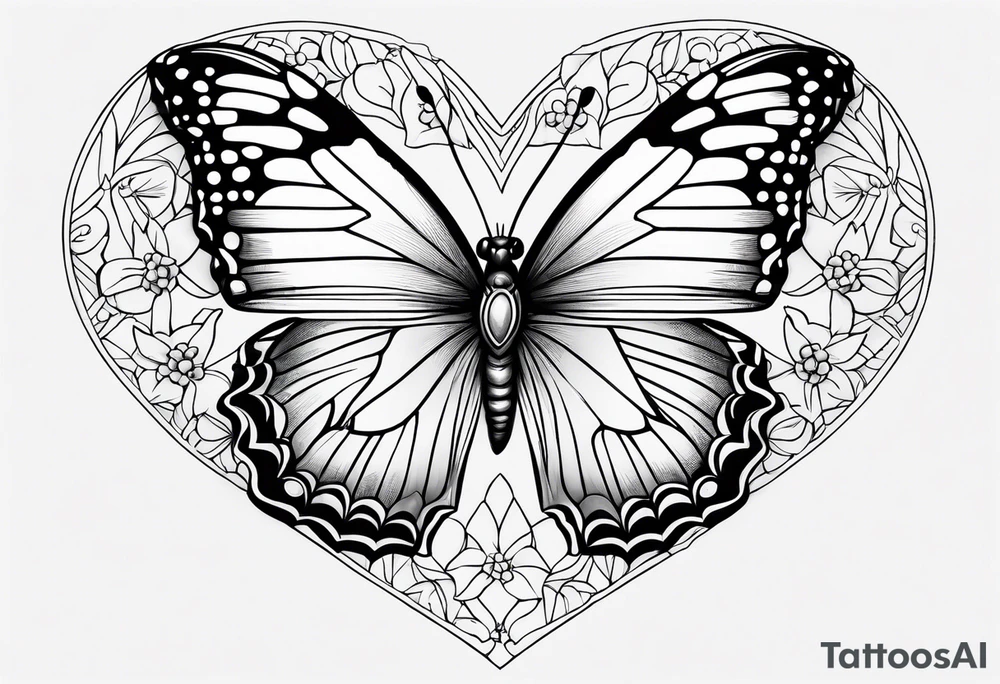 Gerbara butterfly paws forget me not heart tattoo idea