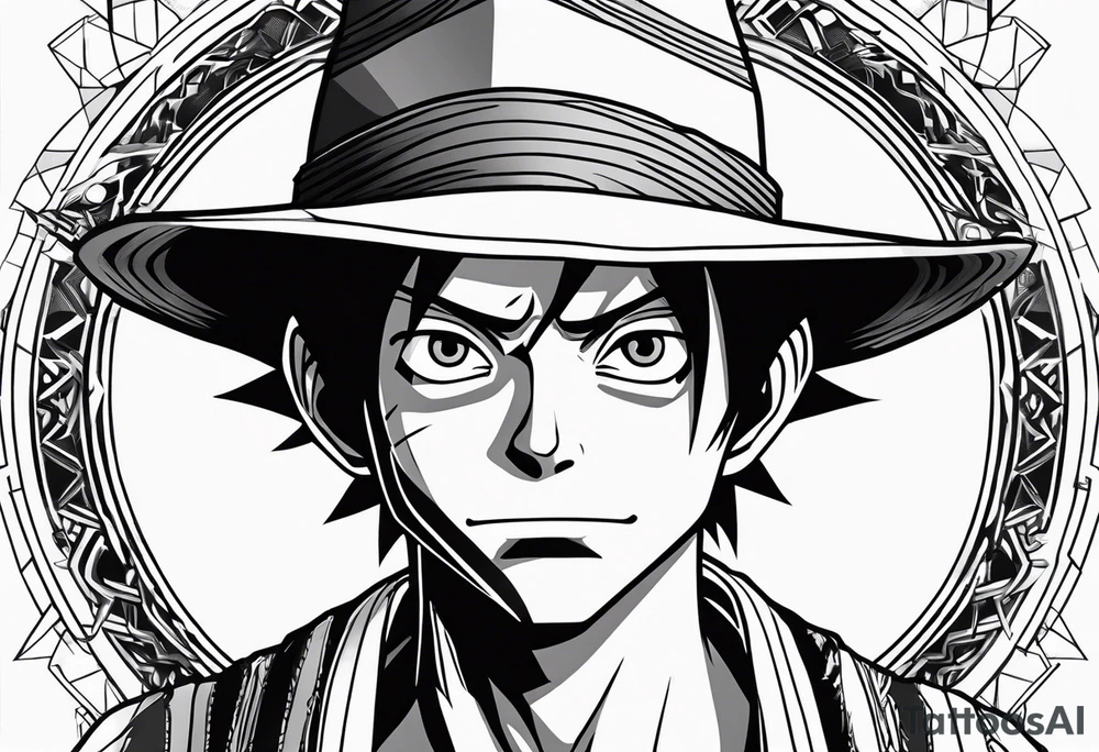 fine line monkey d luffy tattoo idea
