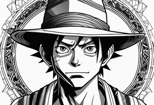 fine line monkey d luffy tattoo idea