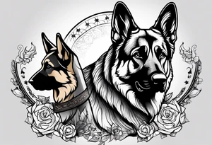 German shepherd outdoor theme arm sleeve tattoo idea