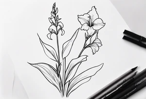 a larkspur and a gladiolas tattoo idea