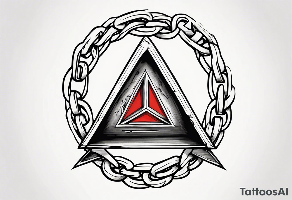 simple letter delta inside a locked chain tattoo idea