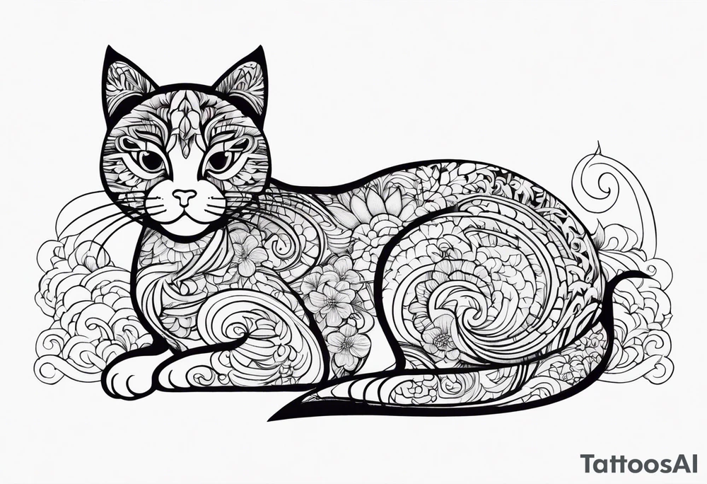 simple cat design tattoo idea