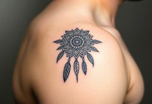 spiritual feathers ornamental mandala shaman tattoo idea