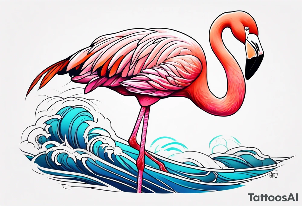 cute flamingo tattoo idea