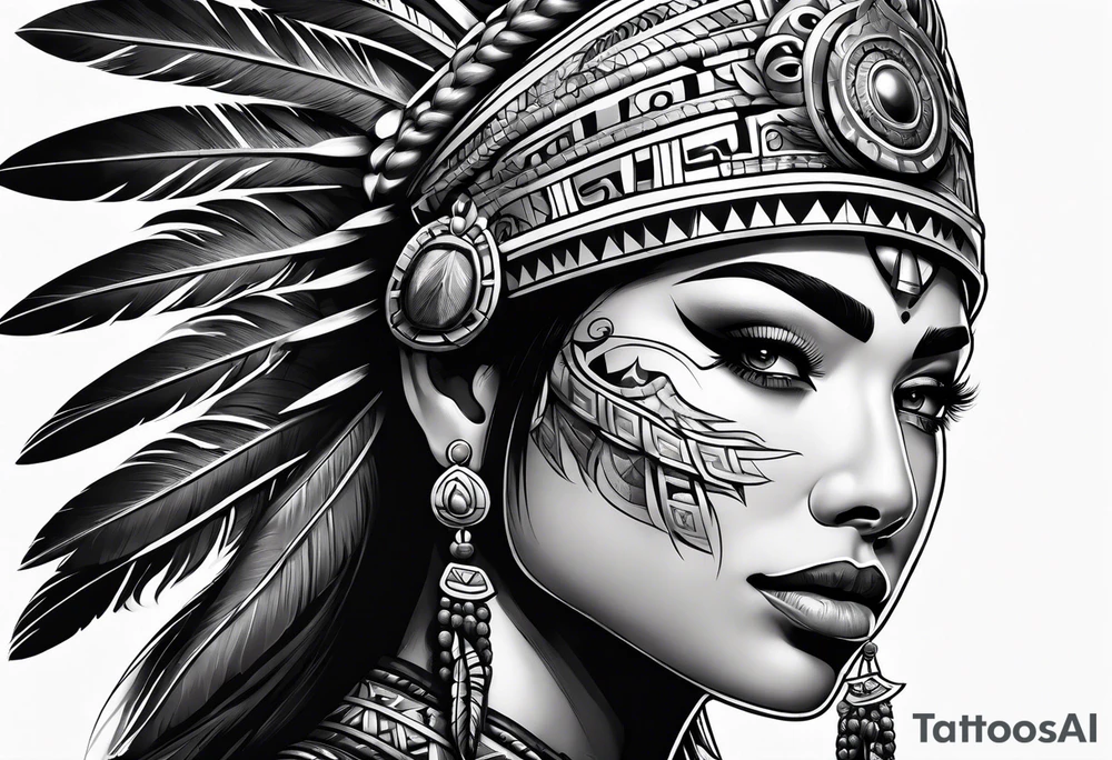 Warrior Aztec princess, tattoo idea