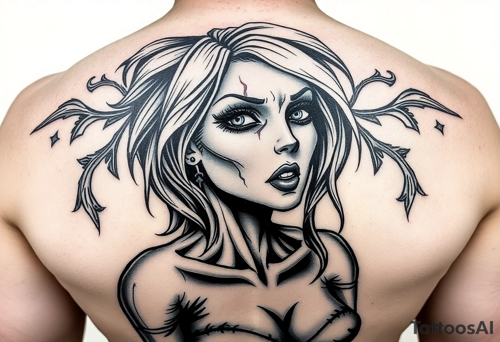 Zombie pinup girl tattoo idea