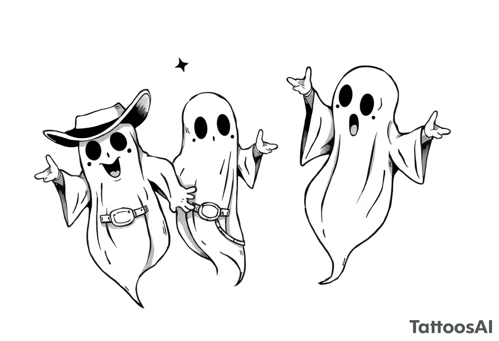 matching cowboy ghosts tattoo idea