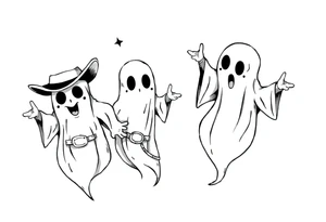 matching cowboy ghosts tattoo idea