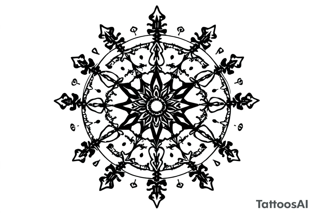 mytical shaman and witch ancient  mandala
ornament with runes tattoo idea