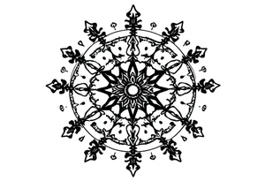 mytical shaman and witch ancient  mandala
ornament with runes tattoo idea