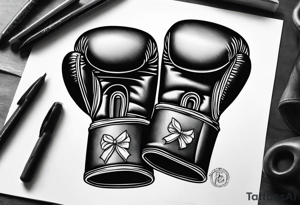 Boxing gloves cancer ribbon tattoo idea