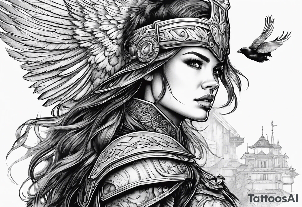 Valkyrie with a crow tattoo idea