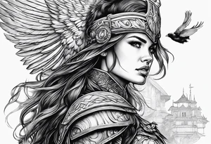 Valkyrie with a crow tattoo idea