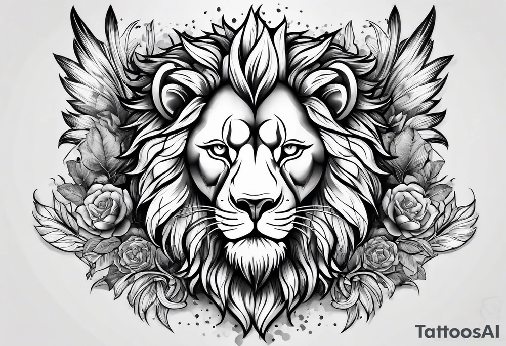 Lion and skull tattoo idea