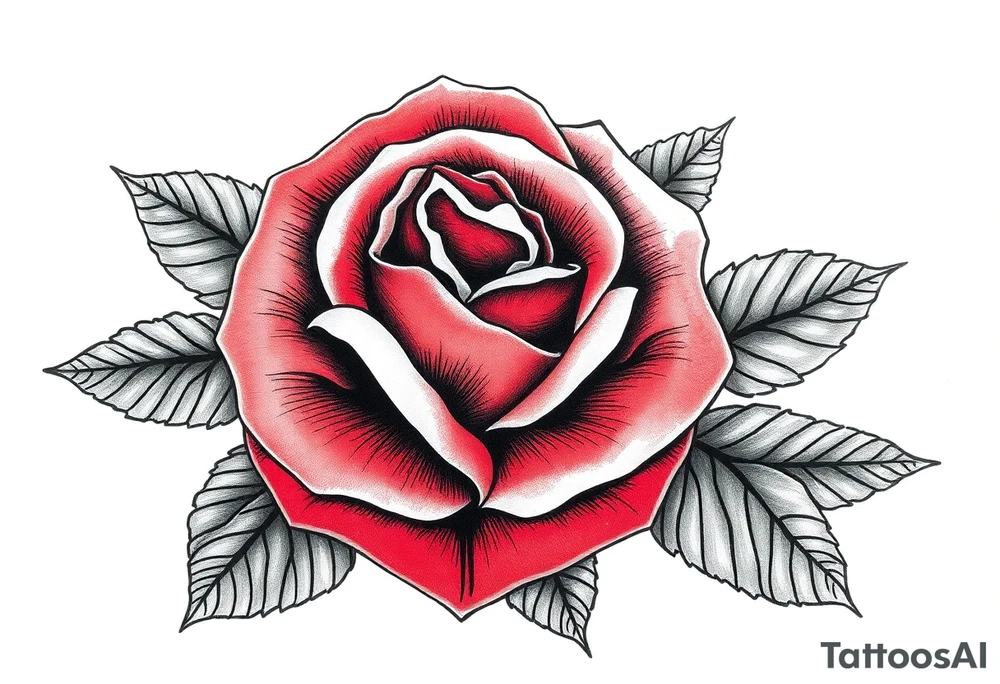 rose with parts of tiger incorporated through the leaves tattoo idea