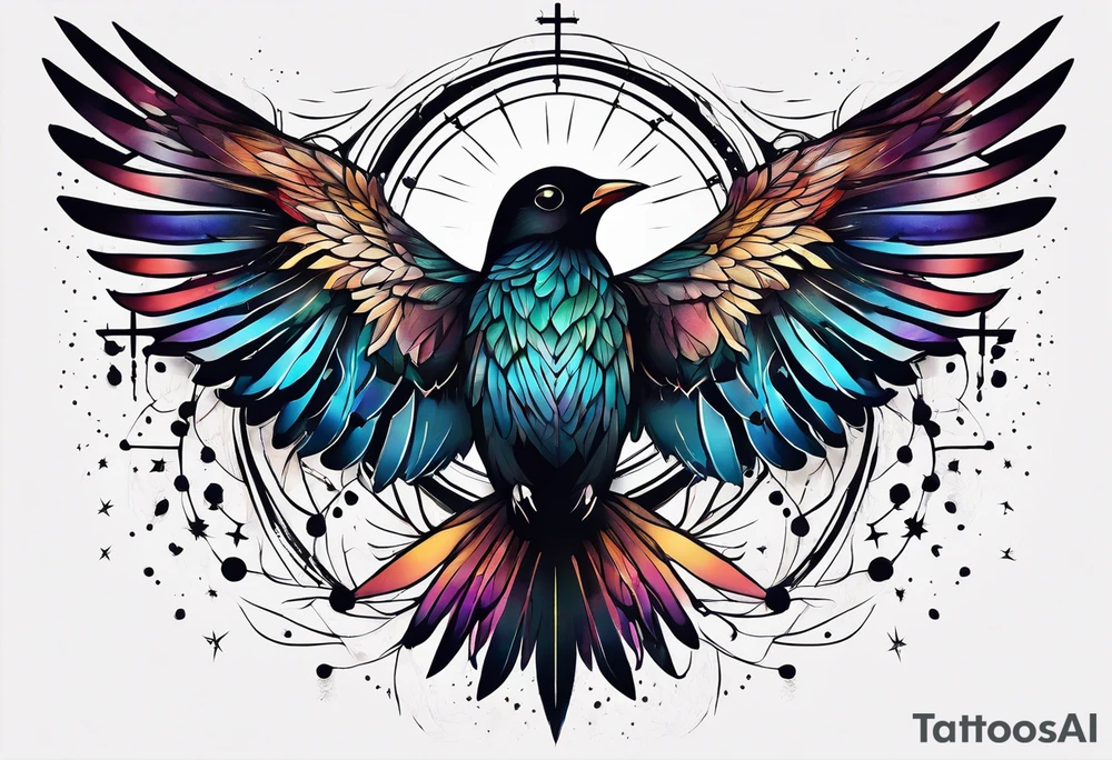 Constellation, bird wing , animal, snow , cross tattoo idea