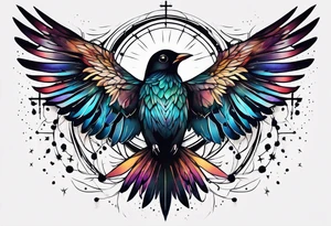 Constellation, bird wing , animal, snow , cross tattoo idea
