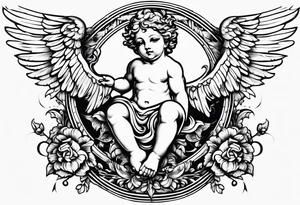 Flying Cherub renaissance style tattoo idea