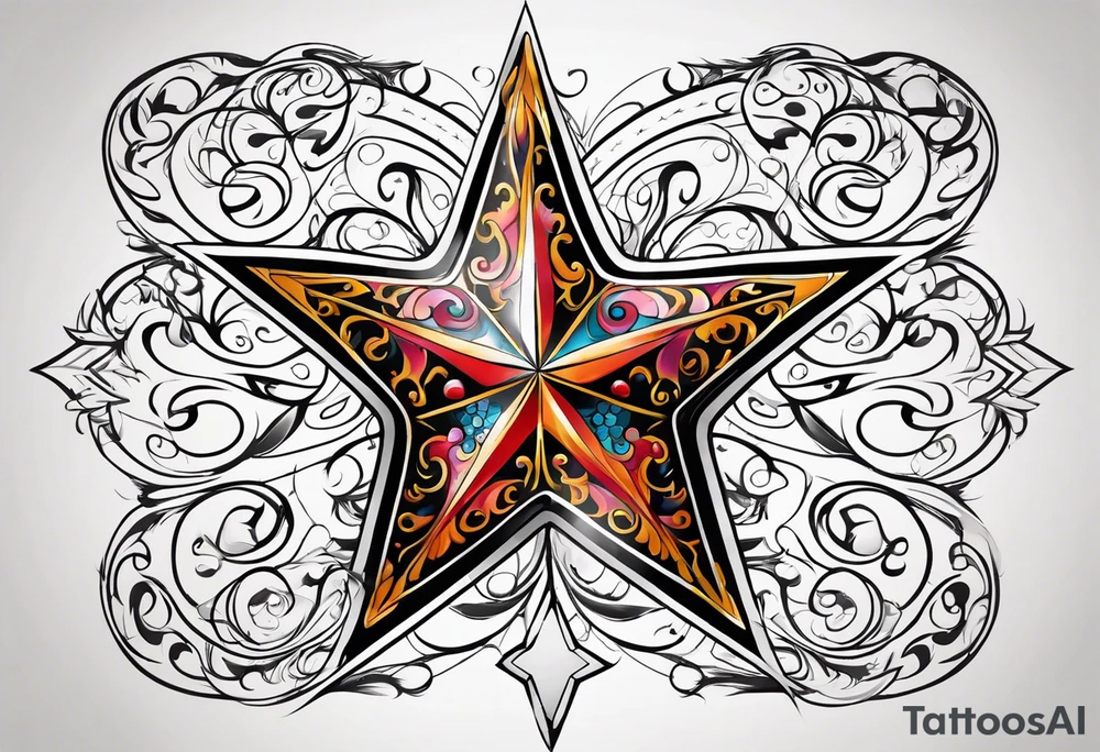 Swirly star tattoo idea
