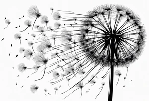 Blowing dandelion flying away , quote I want adventure in the great wide somewhere tattoo idea