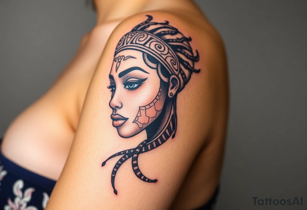African goddess with tribal makeup tattoo idea