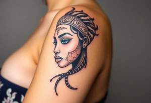 African goddess with tribal makeup tattoo idea