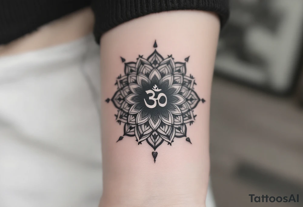 sacred flower of life with om in the middle tattoo idea
