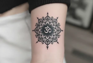 sacred flower of life with om in the middle tattoo idea