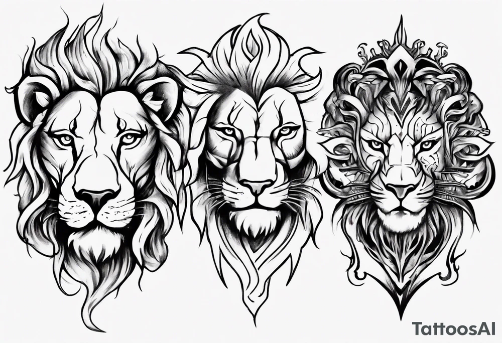 half lion face half human tattoo idea
