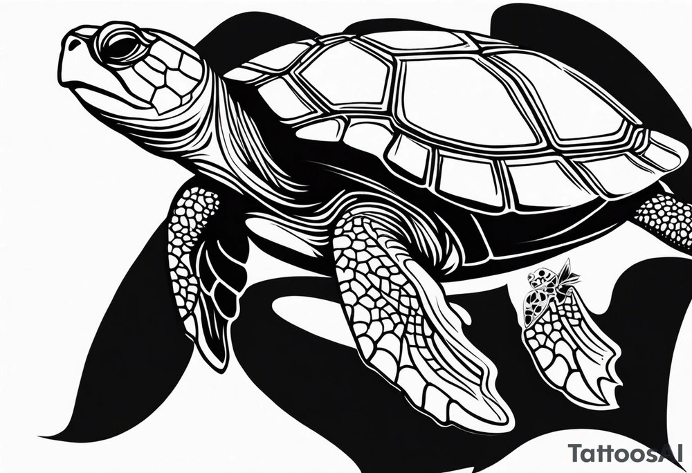 Turtle high on drugs, close up tattoo idea