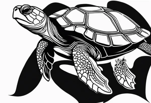 Turtle high on drugs, close up tattoo idea