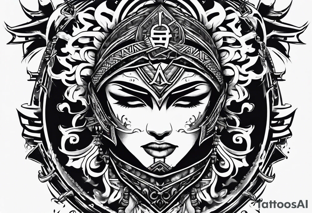 the letters A W R in the middle of a ninja headband tattoo idea