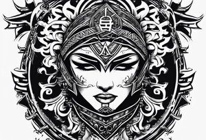 the letters A W R in the middle of a ninja headband tattoo idea