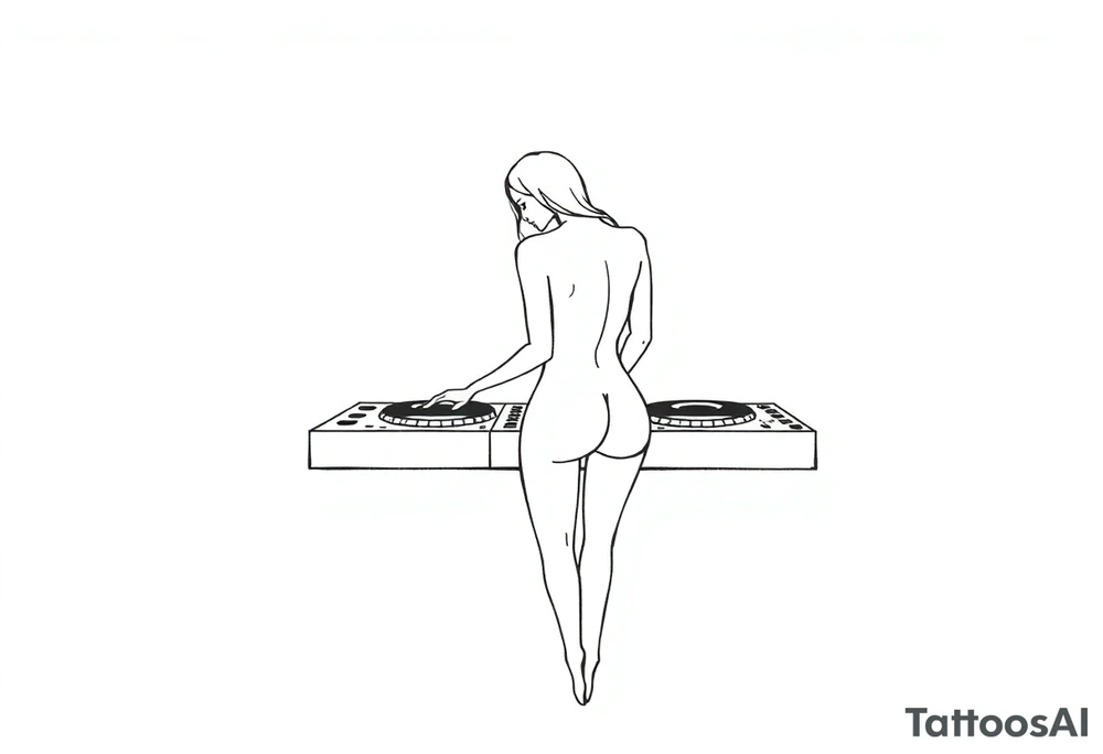 DJ decks, naked girl tattoo idea