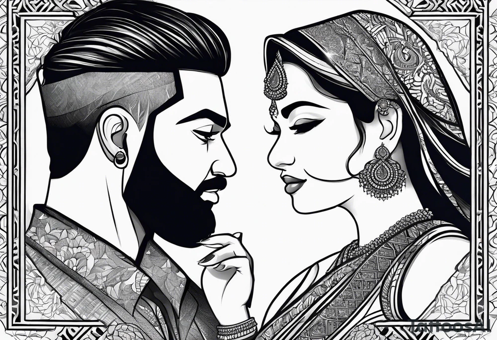 My name is karan and my wife name is kiran i want tattoo single tattoo with both characters tattoo idea