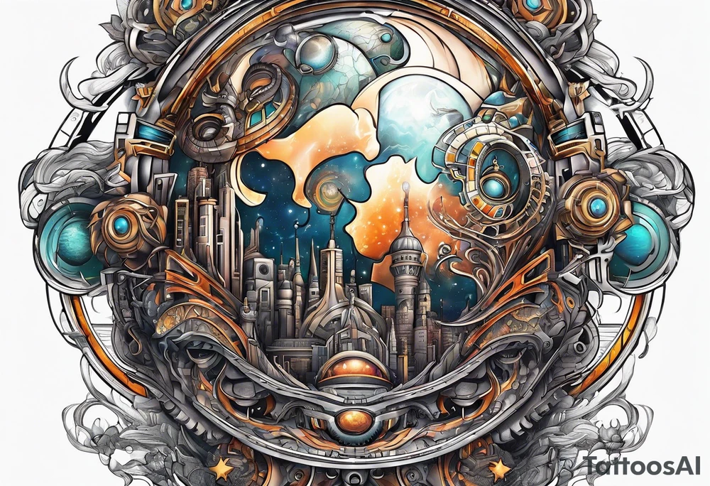 Space, city, planet. tattoo idea