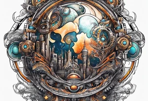 Space, city, planet. tattoo idea