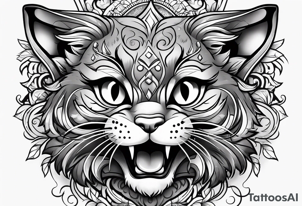 Super cute cartoon wildcat cub tattoo idea