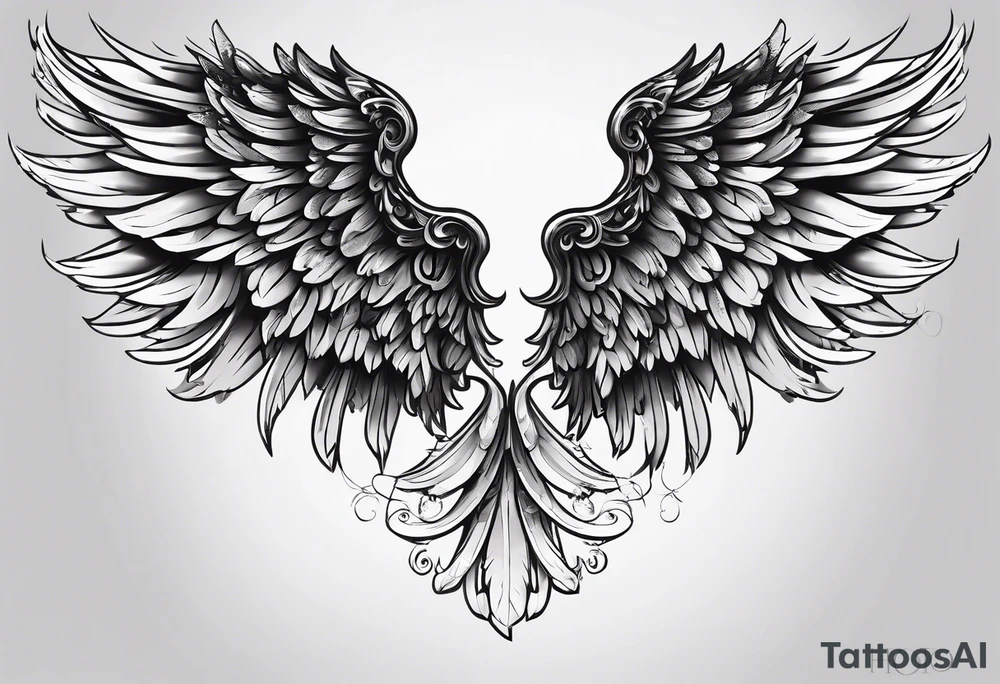Angel Wings with the word Glenn in between tattoo idea Angel Wings with the word Glenn in between tattoo idea