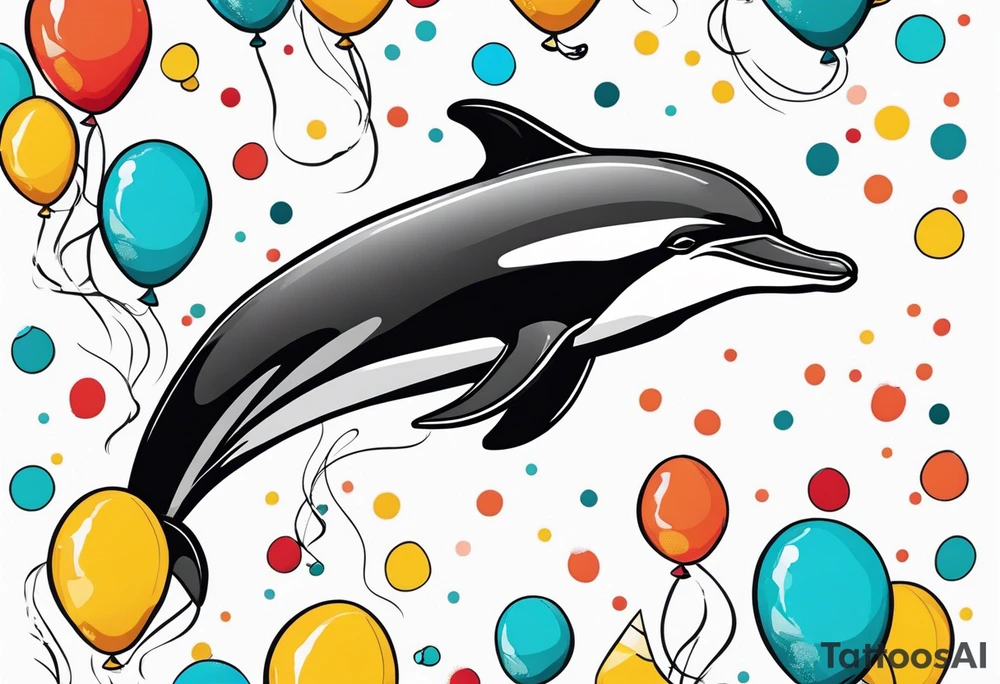 One dolphin wearing a party hat. Side view. Dolphin should be smiling. tattoo idea One dolphin wearing a party hat. Side view. Dolphin should be smiling. tattoo idea